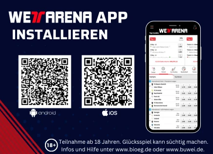 WettArena App installieren — QR-Codes für Android und iOS